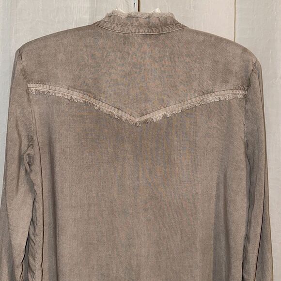 Anthropologie XS Cloth&Stone Stone Wash Tencel Lyocell Long Sleeve Shirt Dress - Picture 6 of 16